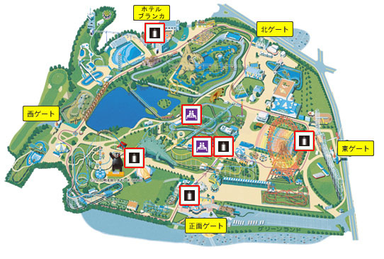 園内マップ：授乳室、休憩所の位置